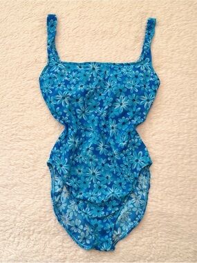 Y2K Vintage 90’s Leilani Daisy Floral 1PC Swimsuit Retro Built-In Bra Women’s M